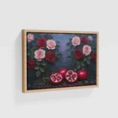 Blooming Roses and Fallen Pomegranates Framed Wall Art