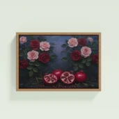 Blooming Roses and Fallen Pomegranates Framed Wall Art