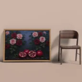 Blooming Roses and Fallen Pomegranates Framed Wall Art