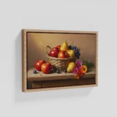 Fruit Basket With Wildflowers Framed Wall Art