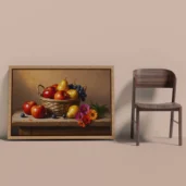Fruit Basket With Wildflowers Framed Wall Art