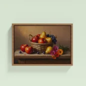 Fruit Basket With Wildflowers Framed Wall Art