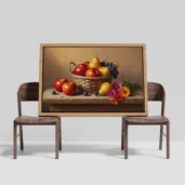 Fruit Basket With Wildflowers Framed Wall Art