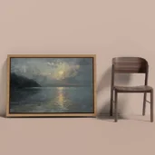 Moon Shinning Painting Framed Canvas Wall Art