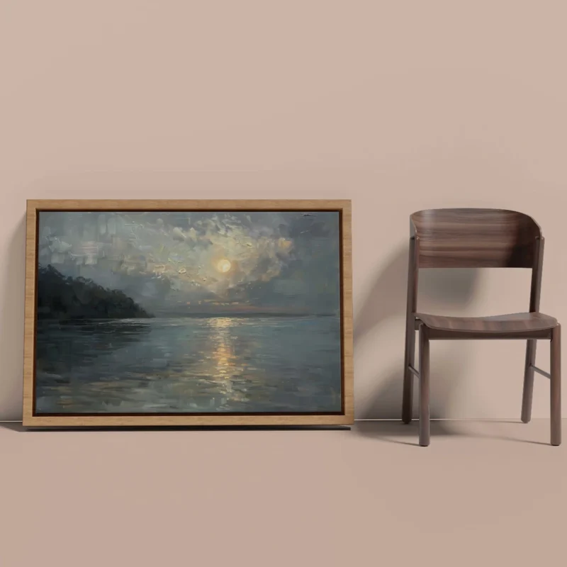 Moon Shinning Painting Framed Canvas Wall Art