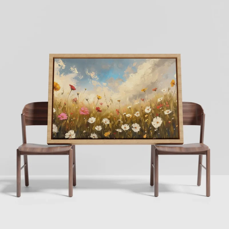 Wildflower Field Wall Art Framed Canvas