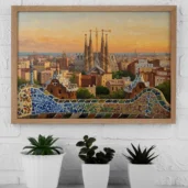 Barcelona with Sagrada Família – Spanish Cityscape Digital Wall Art, Horizontal Printable Poster, Travel Architecture Decor, Instant Download