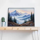 Misty Mountain Sunrise – Tranquil Mountain Landscape Digital Wall Art, Horizontal Printable Poster, Nature Sunrise Decor, Instant Download