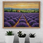 Rolling Hills & Lavender Fields – Provence-Inspired Landscape Digital Wall Art, Horizontal Printable Poster, Floral Countryside Decor, Instant Download