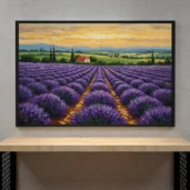 Rolling Hills & Lavender Fields – Provence-Inspired Landscape Digital Wall Art, Horizontal Printable Poster, Floral Countryside Decor, Instant Download