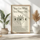 You Get What You Focus On – Inspirational Quote Typography Wall Art, Horizontal Printable Poster, Mindset Decor, Instant Download
