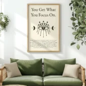 You Get What You Focus On – Inspirational Quote Typography Wall Art, Horizontal Printable Poster, Mindset Decor, Instant Download
