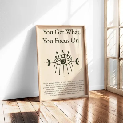 You Get What You Focus On – Inspirational Quote Typography Wall Art, Printable Poster, Mindset Decor, Instant Download