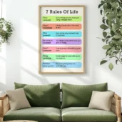 7 Rules of Life Printable Wall Art – Self-Care and Wellness Poster, Digital Download for Home or Office Decor