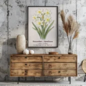 December Birth Flower Wall Art, Narcissus Botanical Print, Instant Download, Birth Month Poster, Self-Care Birthday Gift