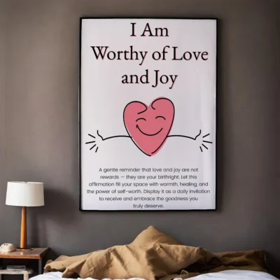 I Am Worthy of Love and Joy – Self-Love Digital Wall Art, Instant Download, Motivational Poster, Printable Affirmation Quote