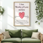 I Am Worthy of Love and Joy – Self-Love Digital Wall Art, Instant Download, Motivational Poster, Printable Affirmation Quote