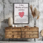 I Am Worthy of Love and Joy – Self-Love Digital Wall Art, Instant Download, Motivational Poster, Printable Affirmation Quote