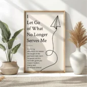 I Let Go of What No Longer Serves Me – Digital Download Wall Art, Letting Go Affirmation Poster, Self-Care Home Decor