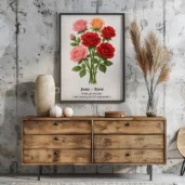 June Birth Flower Wall Art, Rose Botanical Print, Instant Download, Birth Month Poster, Self-Care Birthday Gift