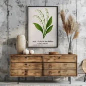 May Birth Flower Wall Art, Lily of the Valley Botanical Print, Instant Download, Birth Month Poster, Self-Care Birthday Gift