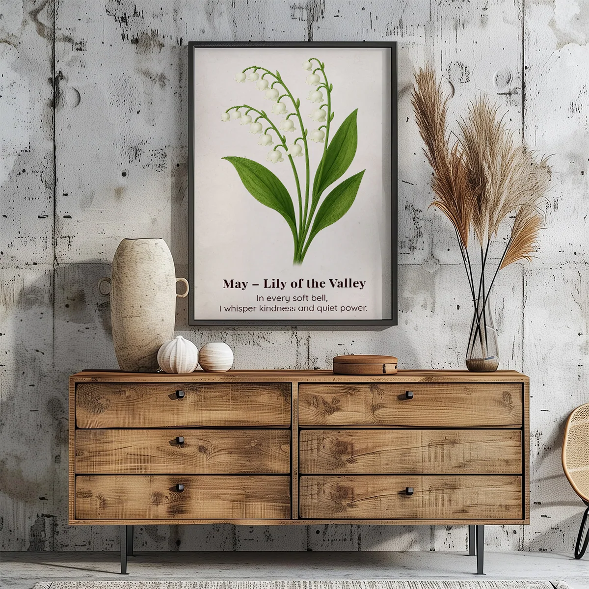 May Birth Flower Wall Art, Lily of the Valley Botanical Print, Instant Download, Birth Month Poster, Self-Care Birthday Gift