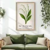 May Birth Flower Wall Art, Lily of the Valley Botanical Print, Instant Download, Birth Month Poster, Self-Care Birthday Gift