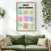 Mental Health Reminders Printable Wall Art – Self-Care and Wellness Poster, Digital Download for Home or Office Decor