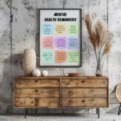 Mental Health Reminders Printable Wall Art – Self-Care and Wellness Poster, Digital Download for Home or Office Decor