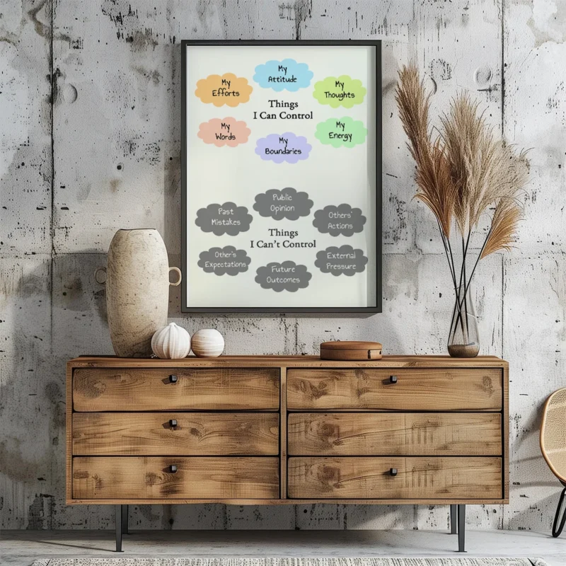 Things I Can and I Can't Control Printable Wall Art – Self-Care and Wellness Poster, Digital Download for Home or Office Decor