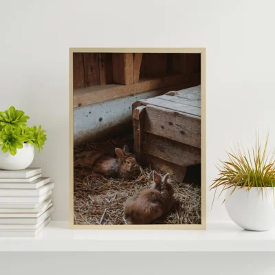 Rabbits in the Barn, Poster, Wall Art
