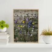 Wild Blooms on Wood, Poster, Wall Art