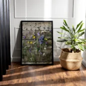 Wild Blooms on Wood, Poster, Wall Art