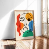 Abstract Cubist Face Poster, Minimalist Wall Art