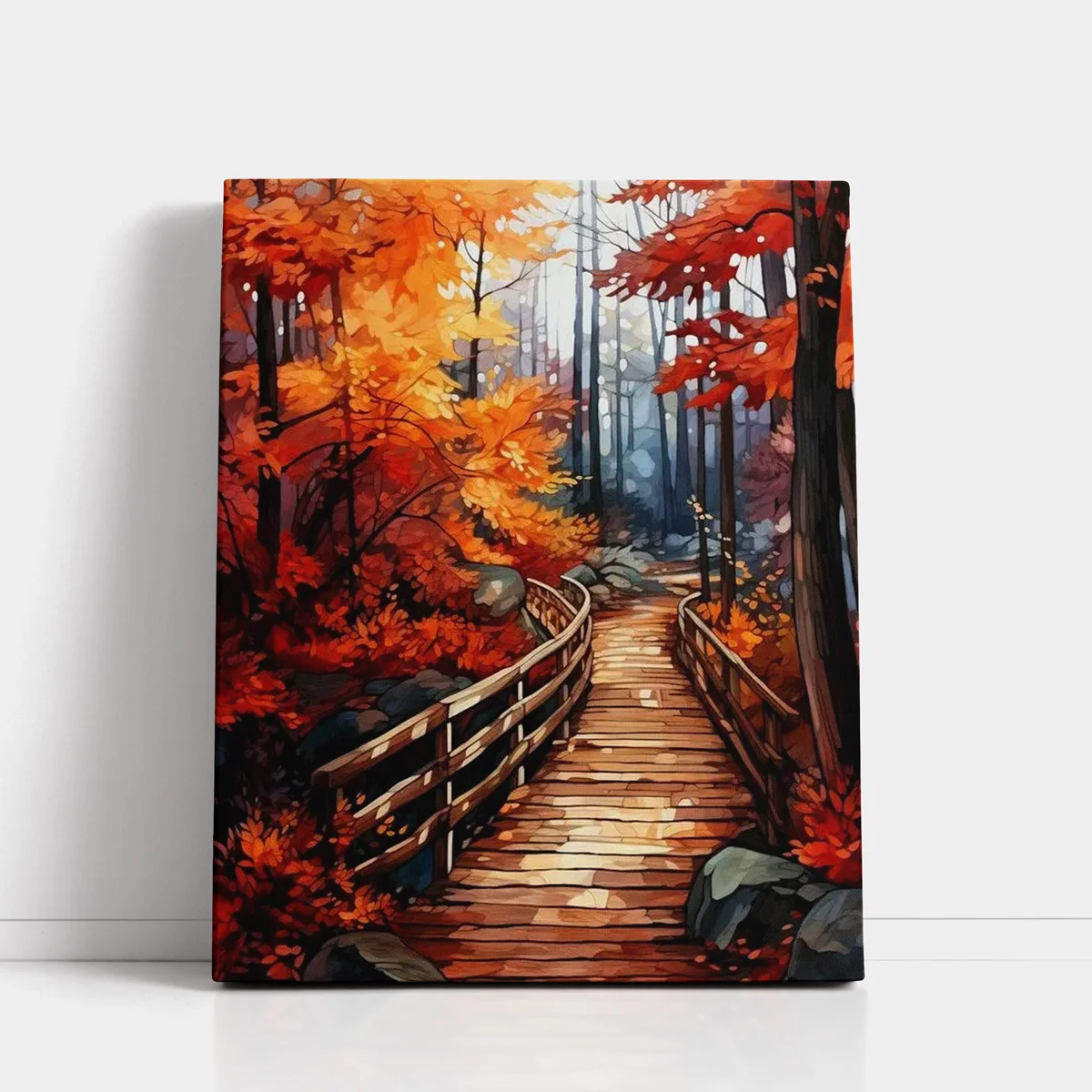Autumn-Forest-Bridge-Walkway-1 Autumn Forest Bridge Walkway paint by numbers for adults DIY painting kit