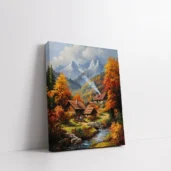 Framed Autumn in the Alpine Valley paint by numbers alpine fall wall art