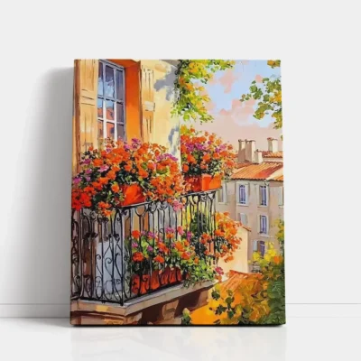 Balcony in Bloom paint by numbers for adults DIY painting kit