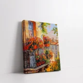 Framed Balcony in Bloom paint by numbers floral balcony wall art