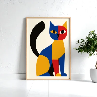 geometric-cat-poster-modern-decor