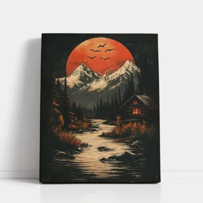 Blood Moon Over the Pines paint by numbers for adults DIY painting kit