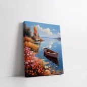 Framed Boat by Wildflower Shore paint by numbers lakeside floral wall art