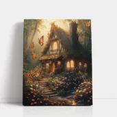 Butterfly Forest Cottage paint by numbers for adults DIY painting kit