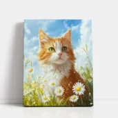 Cat Sitting in a Field paint by numbers for adults DIY painting kit