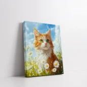 Framed Cat Sitting in a Field paint by numbers cat wall art