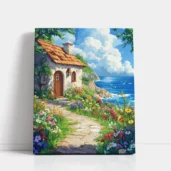 Coastal Bloom Cottage paint by numbers for adults DIY painting kit