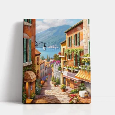 Coastal Village Walk paint by numbers for adults DIY painting kit