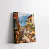 Framed Coastal Village Walk paint by numbers seaside village wall art