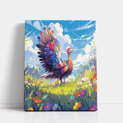 Colorful Bird Standing in Wildflowers paint by numbers for adults DIY painting kit