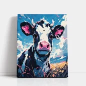 Colorful Cow Portrait in Open Field paint by numbers for adults DIY painting kit