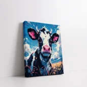 Framed Colorful Cow Portrait in Open Field paint by numbers animal wall art
